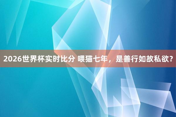 2026世界杯实时比分 喂猫七年,是善行如故私欲?