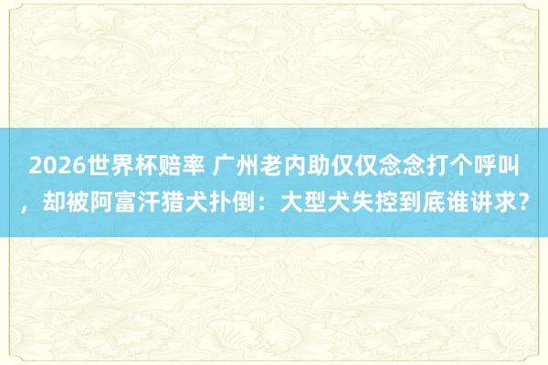 2026世界杯赔率 广州老内助仅仅念念打个呼叫,却被阿富汗猎犬扑倒:大型犬失控到底谁讲求?