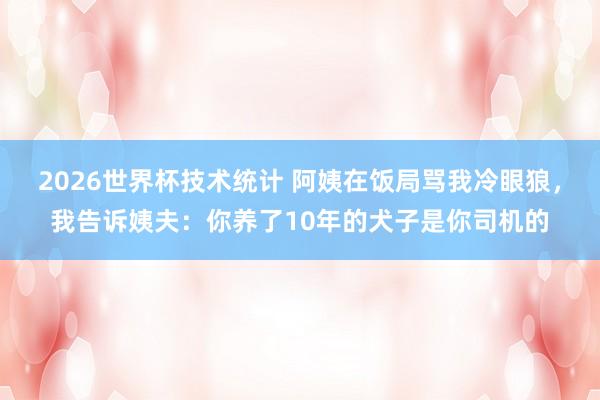 2026世界杯技术统计 阿姨在饭局骂我冷眼狼,我告诉姨夫:你养了10年的犬子是你司机的