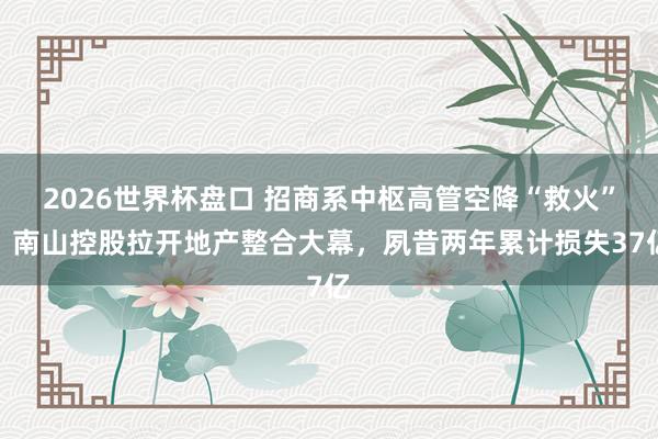 2026世界杯盘口 招商系中枢高管空降“救火”,南山控股拉开地产整合大幕,夙昔两年累计损失37亿