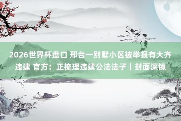 2026世界杯盘口 邢台一别墅小区被举报有大齐违建 官方:正梳理违建公法法子丨封面深镜