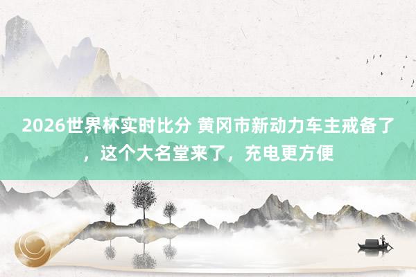 2026世界杯实时比分 黄冈市新动力车主戒备了,这个大名堂来了,充电更方便