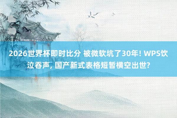 2026世界杯即时比分 被微软坑了30年! WPS饮泣吞声， 国产新式表格短暂横空出世?