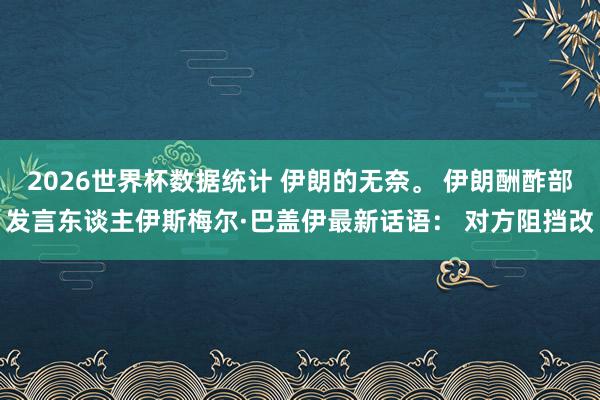 2026世界杯数据统计 伊朗的无奈。 伊朗酬酢部发言东谈主伊斯梅尔·巴盖伊最新话语: 对方阻挡改