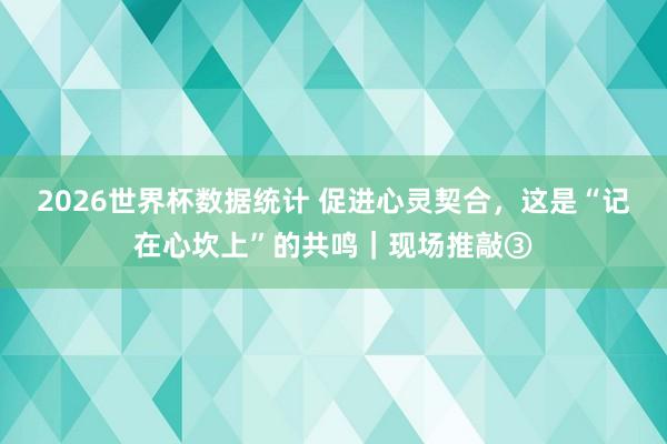 2026世界杯数据统计 促进心灵契合,这是“记在心坎上”的共鸣|现场推敲③