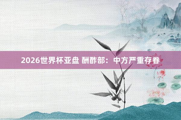 2026世界杯亚盘 酬酢部：中方严重存眷