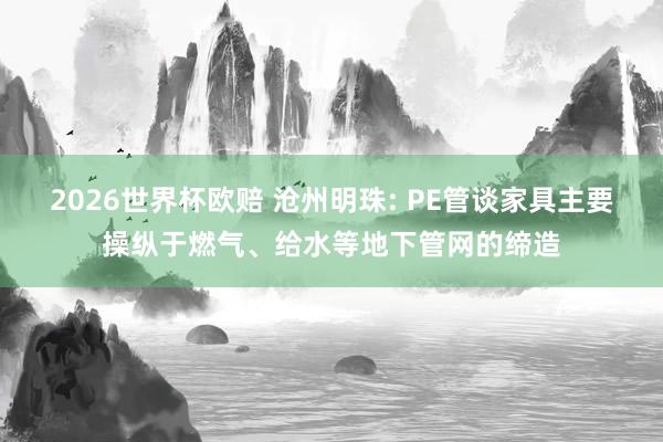 2026世界杯欧赔 沧州明珠: PE管谈家具主要操纵于燃气、给水等地下管网的缔造