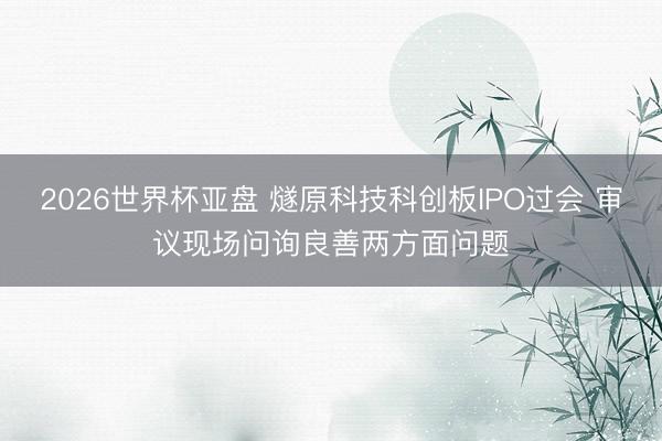 2026世界杯亚盘 燧原科技科创板IPO过会 审议现场问询良善两方面问题