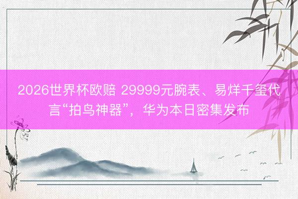 2026世界杯欧赔 29999元腕表、易烊千玺代言“拍鸟神器”,华为本日密集发布