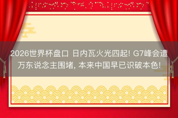 2026世界杯盘口 日内瓦火光四起! G7峰会遭万东说念主围堵, 本来中国早已识破本色!